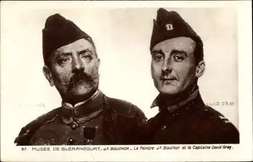 Ak Blérancourt Aisne, Musée, Le Peintre J. F. Bouchor et le Capitaine David Gray