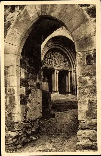 Ak Carennac Lot, Entrée de l'Eglise, porte fortifiée