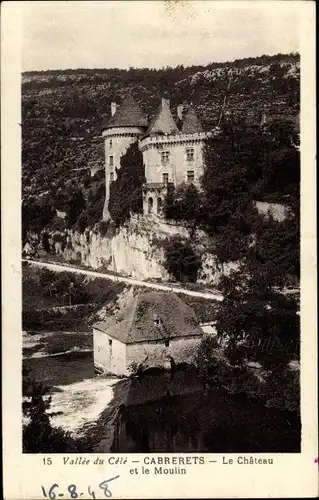 Ak Cabrerets Lot, Chateau, Moulin