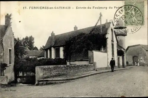 Ak Ferrieres en Gatinais Loiret, Entree du Faubourg du Perra