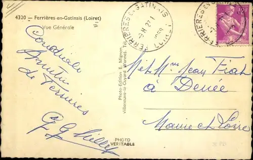 Ak Ferrieres en Gatinais Loiret, Vue générale