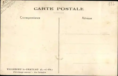 Ak Villedieu le Château Loir-et-Cher, Pélerinage annuel, Au Calvaire