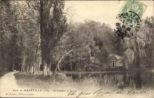 Ak Méréville Essonne, La Laiterie et le Lac