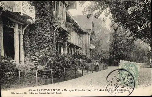 Ak Saint Mande Val de Marne, Perspective du Pavillon des Eaux et Forets