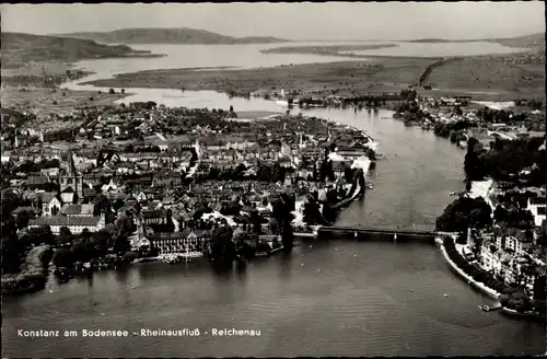 Ak Konstanz am Bodensee, Rheinausfluss, Reichenau