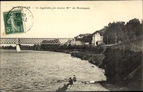 Ak Saumur Maine et Loire, Le Jagueneau, ou mourut Mme de Montespan, Brücke