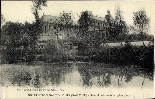 Ak Saumur Maine et Loire, Institut Saint Louis, vue de la piece d'eau