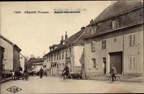 Ak Fraize Vosges, Rue de l'Eglise, Route des Aulnes