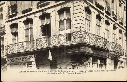 Ak Paris, Rue Saint Honoré 54, Ancienne Maison du Lion d'Argent