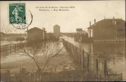 Ak Nanterre, La crue de la Seine, Janvier 1910, Rue Michelet