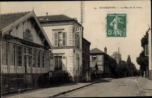 Ak Eaubonne Val d'Oise, La Rue de la Gare