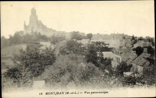 Ak Montjean Maine et Loire, Vue panoramique, Kirche