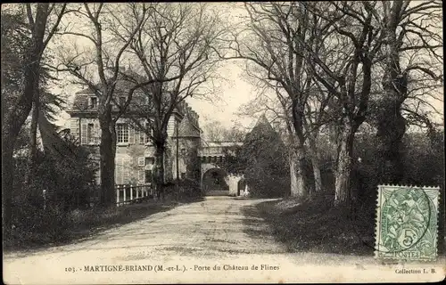 Ak Martigne Briand Maine et Loire, Porte du Chateau de Flines