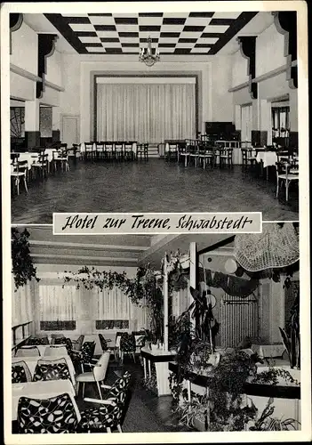 Ak Schwabstedt in Schleswig Holstein, Hotel zur Treene, Bühne, Bar