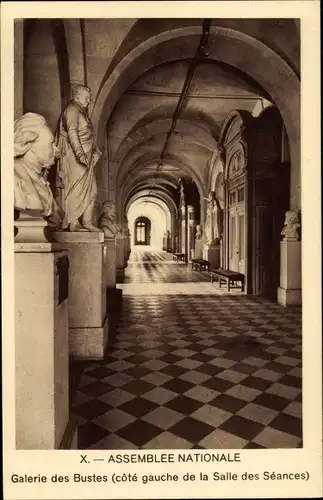 Ak Paris VII., Assemblée Nationale, Galerie des Bustes, Salle des Séances