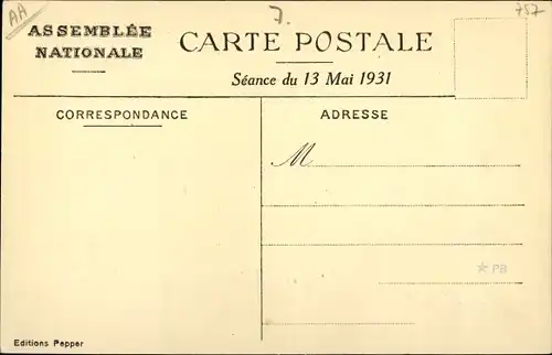 Ak Paris VII., Assemblée Nationale, Galerie des Bustes, Salle des Séances