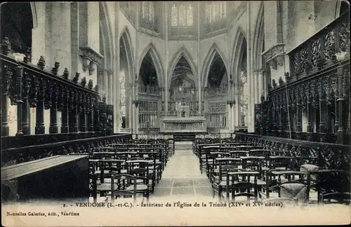 Ak Vendôme Loir et Cher, Intérieur de l'Église de la Trinité