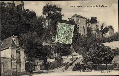 Ak Vendome Loir et Cher, Descente du Château