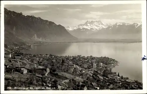 Ak Montreux Kt. Waadt Schweiz, Totalansicht, Dents du Midi