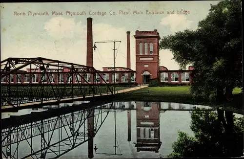 Ak North Plymouth Massachusetts USA, Plymouth Cordage Co. Plant, Main Entrance and bridge