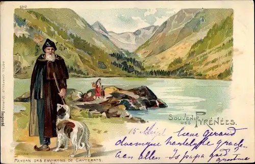 Litho Cauterets Hautes Pyrénées, Souvenir des Pyrénées, Paysan des Environs
