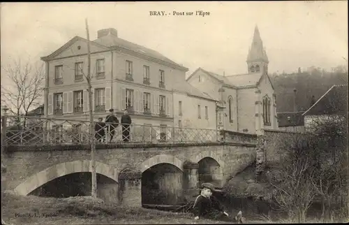 Ak Bray Val d'Oise, Pont sur l'Epte