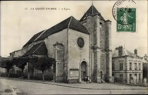 Ak La Queue en Brie Val de Marne, L'Eglise, Kirche