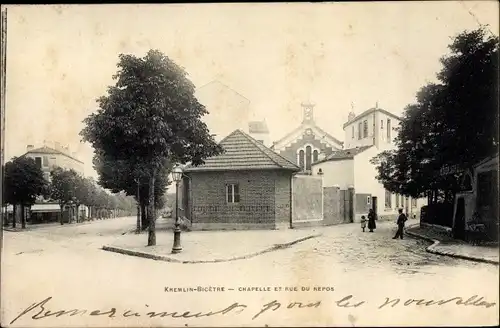 Ak Kremlin Bicetre Val de Marne, Chapelle et Rue du Repos