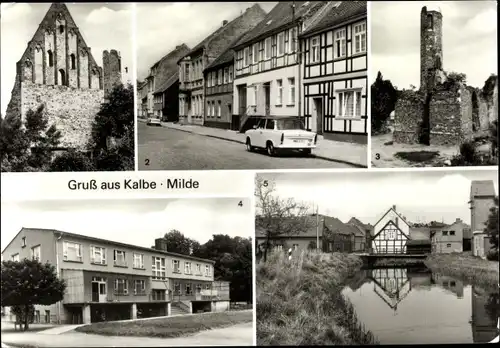 Ak Kalbe in Sachsen Anhalt, Burgruine, Kinderkrippe, An der Milde, Rathausstraße