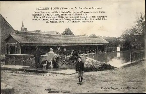 Ak Villiers Louis Yonne, La Fontaine et le Lavoir
