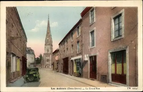 Ak Les Aubiers Deux Sèvres, La Grand Rue