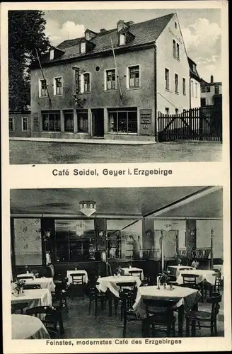 Ak Geyer im Erzgebirge Sachsen, Café Seidel, Innenansicht