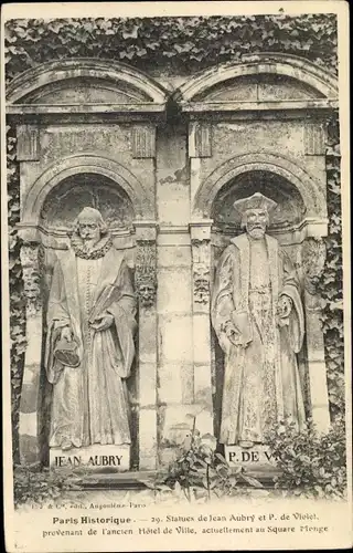 Ak Paris V., Statues de Jean Aubry et P. de Violet