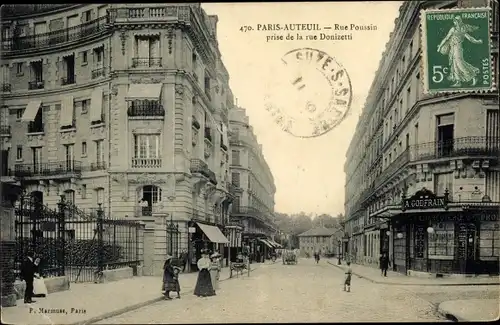 Ak Paris XVI. Passy, Auteuil, Rue Poussin, rue Donizetti, A. Godfrain