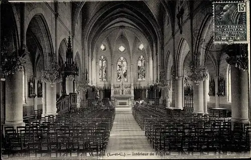 Ak Vouzon Loir et Cher, Intérieur de l'Église