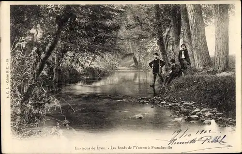 Ak Lyon Environs Rhône, Les bords de l'Yzerdon à Francheville