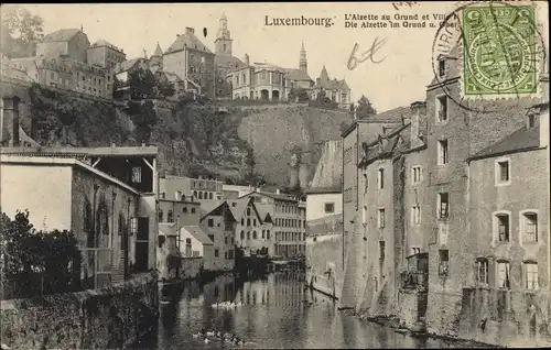 Ak Luxemburg, L'Alzette au Grund et ville haute