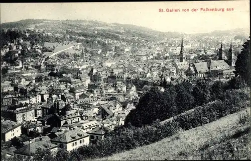 Ak St. Gallen Stadt Schweiz, Blick von der Falkenburg aus