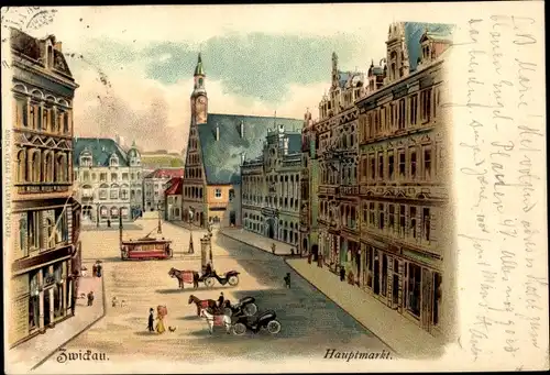 Litho Zwickau in Sachsen, Hauptmarkt