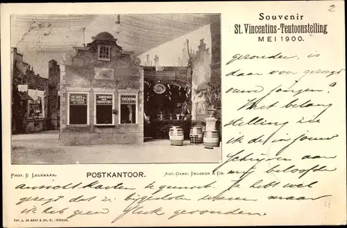 Ak Rotterdam Südholland Niederlande. St. Vincentius Tentoonstelling Mei 1900, Postkantoor