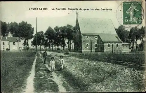 Ak Choisy le Roi Val de Marne, La Nouvelle Chapelle du quartier des Gondoles