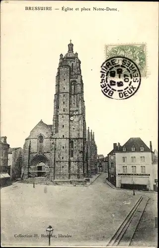Ak Bressuire Deux Sèvres, Église et Place Notre Dame