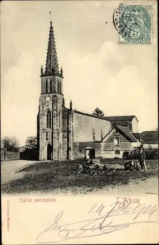 Ak L'Absie Deux Sèvres, Église paroissiale