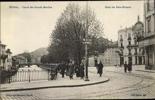 Ak Épinal Lothringen Vosges, Canal des Grands Moulins, Quai des Bons Enfants