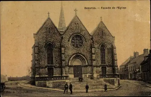 Ak Desvres Pas de Calais, Facade de l'Église