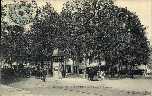 Ak Paris XVI. Passy Auteuil, Place du Marché