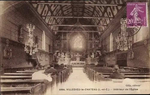 Ak Villedieu le Château Loir et Cher, Intérieur de l'Église