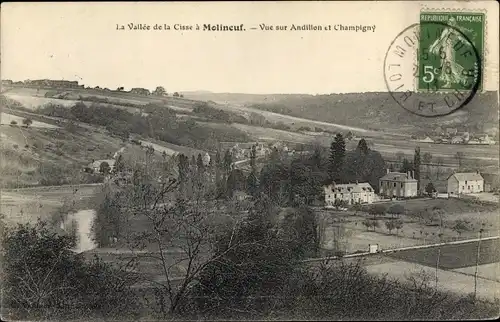 Ak Molineuf Loir et Cher, Vue sur Andillon et Champigny