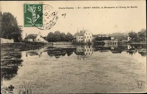 Ak Saint Yrieix Haute Vienne, La Brasserie et l'Etang de Baudy