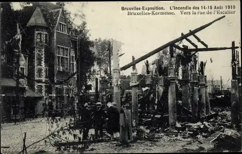 Ak Bruxelles Brüssel, Expo 1910, L'Incendie, Kermesse, Rue de l'Escalier